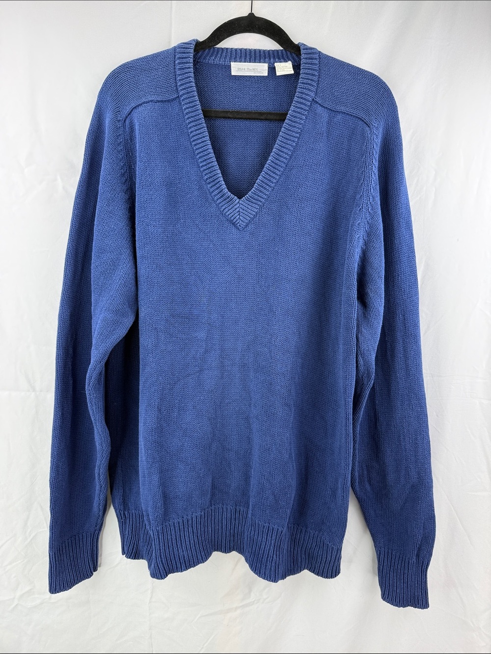 Brian MacNeil Knitwear 100% Cotton Men's Size Large Deep Blue V-Neck Sweater